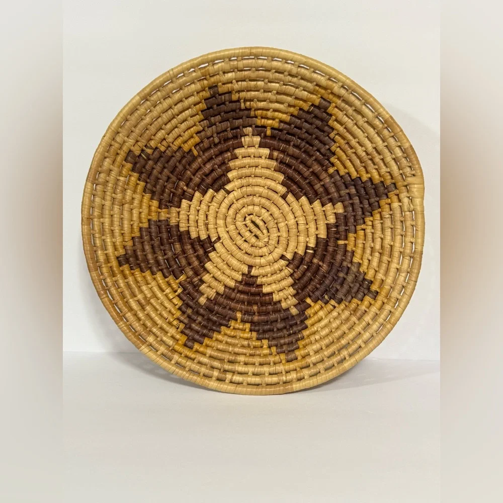 African Coil Swirl Designed Wall Basket Bowl~One Of A Kind~Unique Art Vintage